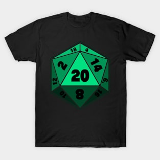 Green D20 DnD Dice T-Shirt